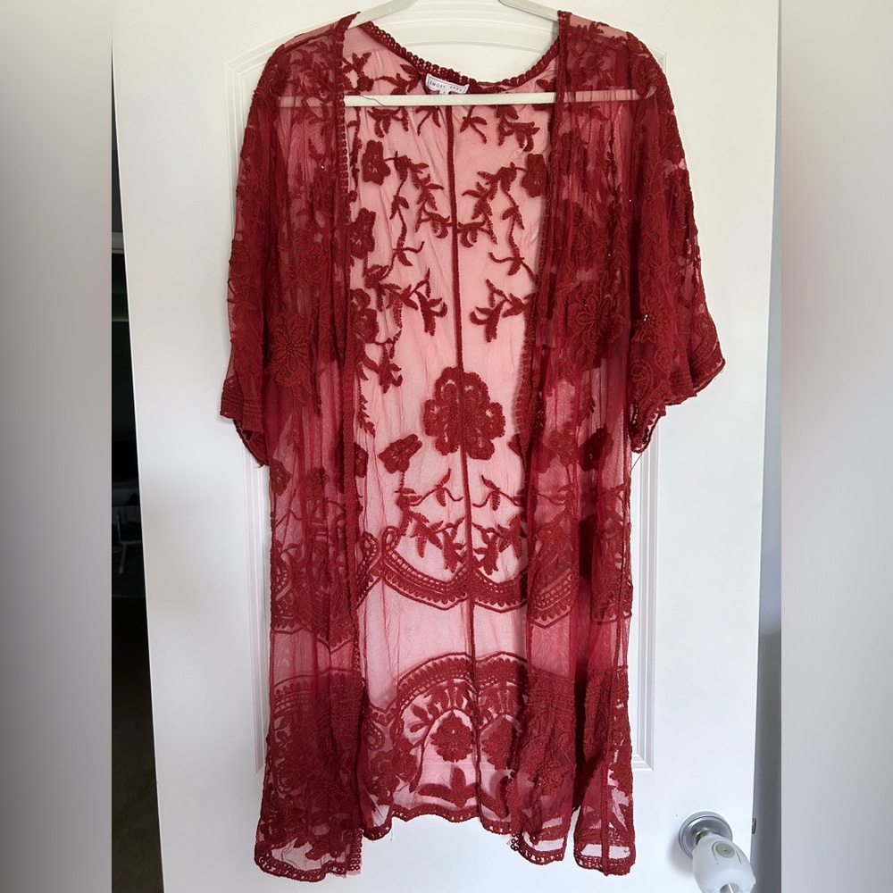 Rust Red Overlay Cardigan